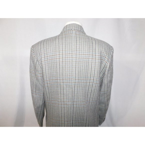 VTG Daniel Hechter Womens 11 Oversized Tweed Wool Blazer Shoulder Pad Brown Gray - Picture 10 of 11